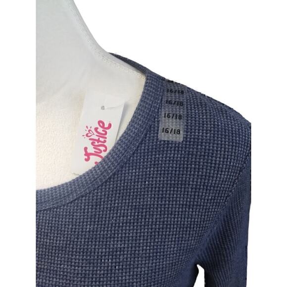 Justice Girls Long Sleeve Shirt color Dark Blue size 16/18 - Picture 2 of 6